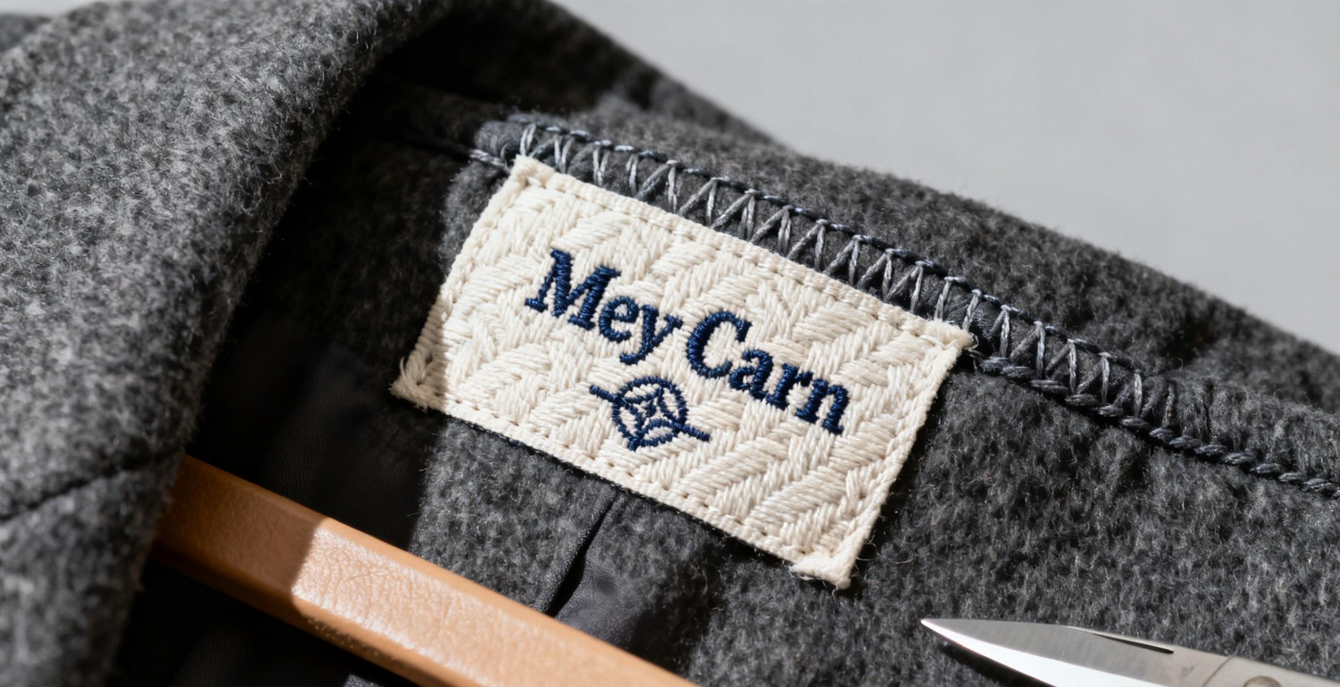 Close-up woven label texture on fabric